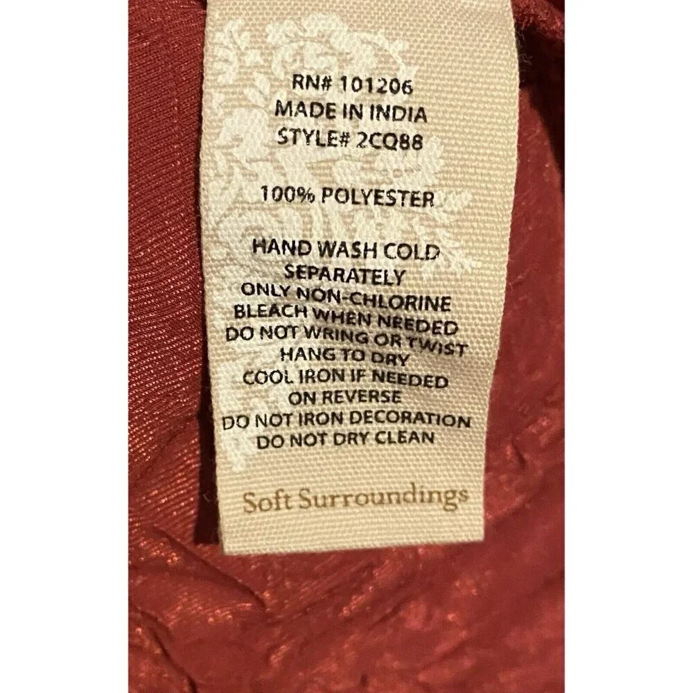 Soft Surroundings Jacket Womens Small Red Crushed Velvet Sequin Beaded Luxury